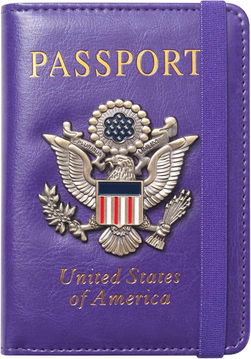 FACATH Premium Passport Holder for Travel, RFID Blocking Passport Cover Slim, Durable & Travel-Friendly, Passport Wallet Keep Your Documents Safe & Organized (Purple) - Image 1